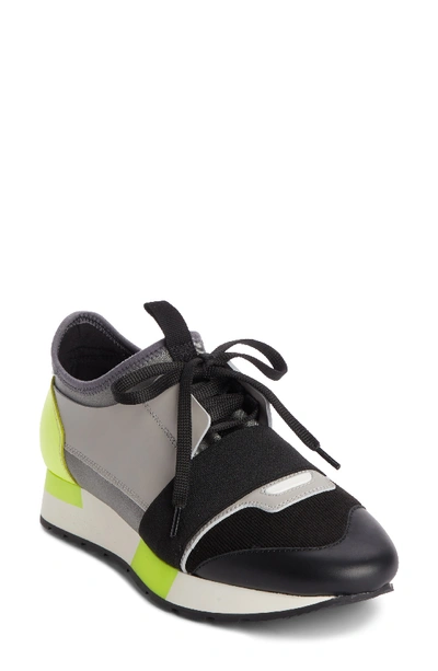 Balenciaga Colorblock Race Stretch-sock Sneakers In Grey