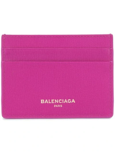 Balenciaga Essential Leather Cardholder In Fuchsia