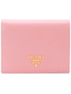 Prada Small Saffiano Leather Snap Wallet In Pink