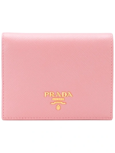 Prada Small Saffiano Leather Snap Wallet In Pink