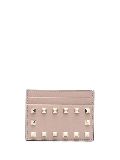 Valentino Rockstud Cardholder In Neutrals