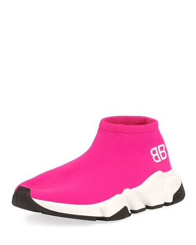 Balenciaga Stretch-knit Trainer Low-top Sneakers In Fuchsia