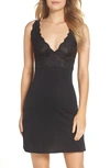 Natori Zen Floral Lace Chemise In Black