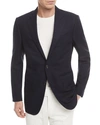 Ermenegildo Zegna Navy 10-pocket Stretch Wool And Silk-blend Blazer In Blue