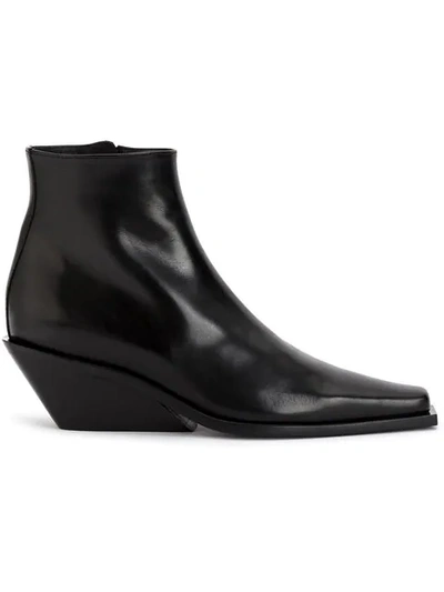 Ann Demeulemeester Glossed-leather Ankle Boots In Black