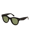 Celine Studded Acetate Sunglasses W/ Mineral Lenses, Black In Black Pattern