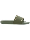 Valentino Garavani Rockstud Slide Sandals In Green