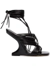 RICK OWENS BLACK CURVED HEEL 110 LEATHER SANDALS,RP18S8840LCA12549872