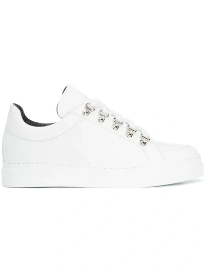 Balmain Embossed Low-top Trainers In White