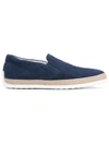 Tod's Slip-on In Blue Suede