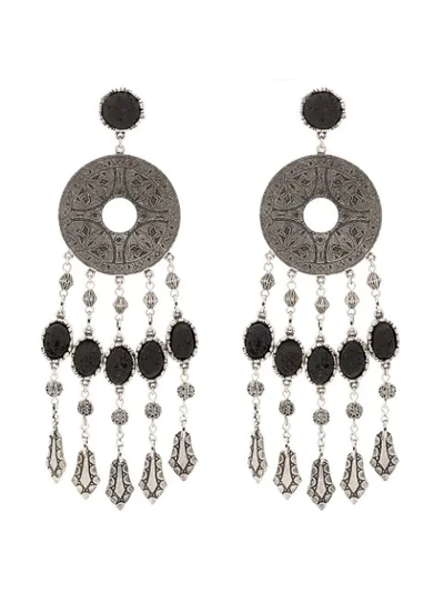 Saint Laurent Marrakech Disc Earrings In Tin And Silver-colored Brass In Metallic