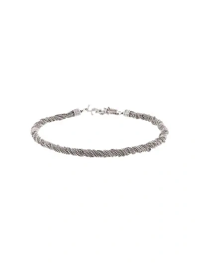 Saint Laurent Loulou Twisted Necklace In Argent