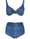Amir Slama High Waist Denim Bikini Set In Blue