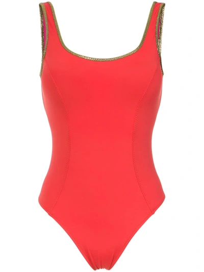 Amir Slama Gold-tone Trimming Swimsuit In Red