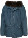 YVES SALOMON FUR HOODED DENIM COAT,8WHM92977DE4WB054212675116