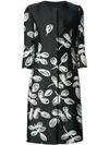 OSCAR DE LA RENTA three-quarter sleeves floral coat,18SN811DPJBLK12589405