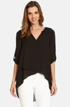 Karen Kane Asymmetrical Wrap Hem Top In Black