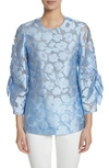 LELA ROSE FIL COUPE BOW SLEEVE TOP,S182828