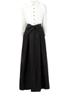Carolina Herrera Icon Two-tone Taffeta Trench Gown In Blkiv