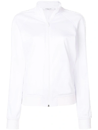 Givenchy Zip-front Logo Sleeve Neoprene Track Jacket In White