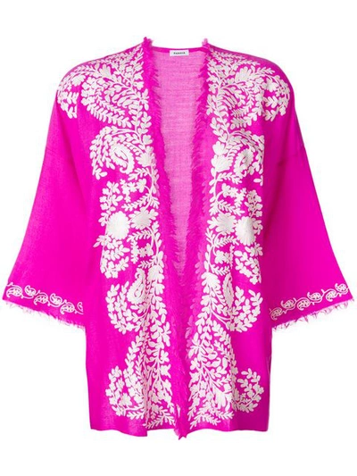 P.a.r.o.s.h Floral-embroidered Frayed Kimono