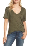 Splendid Cotton Modal Slub V Tee In Military Olive