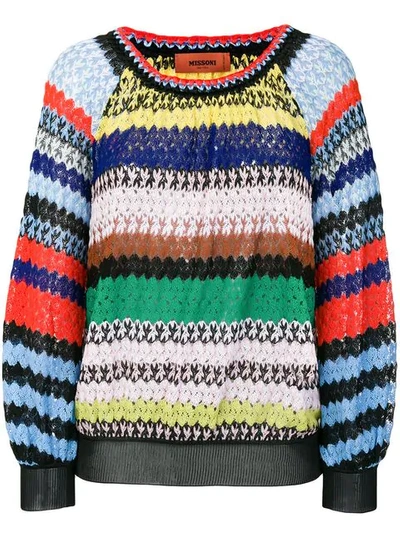 Missoni Striped Crochet-knit Jumper In Multicolour