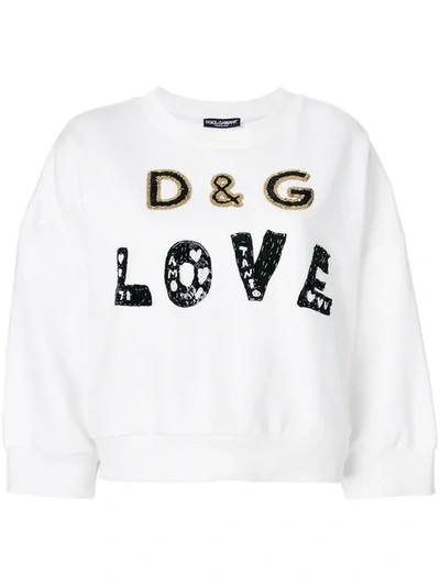 Dolce & Gabbana Love金属感镶嵌套头衫 In White