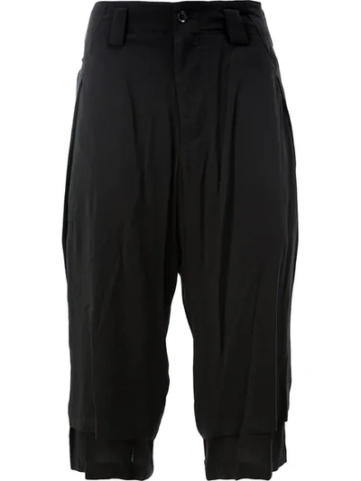 Yohji Yamamoto Double Layered Hem Trousers In Black