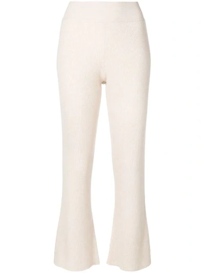 Cashmere In Love Flared Cropped Knitted Trousers In Neutrals