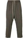 RICK OWENS DROP-CROTCH CROPPED TROUSERS,RU18S5395WL12707675