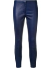 Theory Adbelle Leather Trousers In Blue