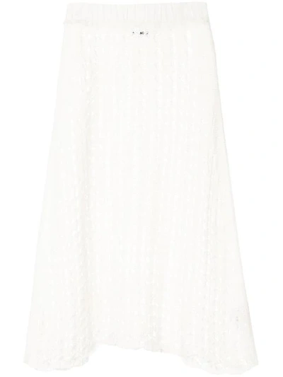 Jil Sander Open Knit Skirt In White