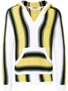 MSGM striped rib knit hoodie,2440MM11818406912692051