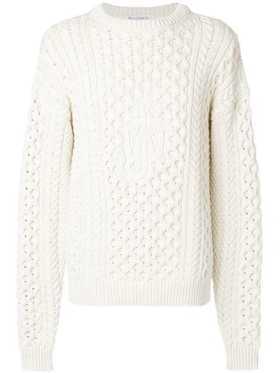 Jw Anderson Cotton Cable-knit Sweater In White