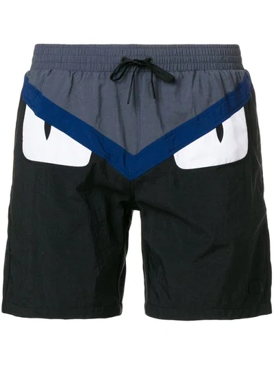 Fendi Monster Eyes Nylon Swim Shorts In Black Multi ModeSens