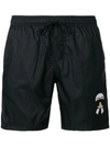 FENDI FENDI KARLITO-APPLIQUÉ SWIM SHORTS - BLACK,FXB078A2UD12696675