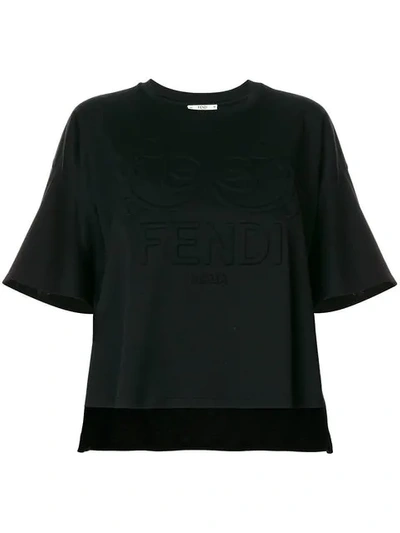 Fendi Bow Logo Blouse In Black
