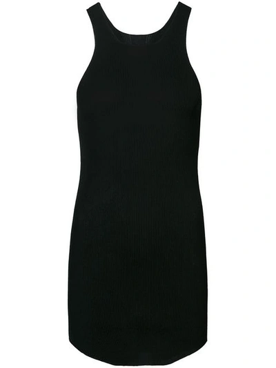 Rick Owens Black Ribbed Cotton Tank Top In Nero