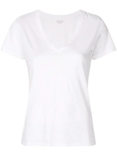 Vince Essential V-neck Pima Cotton T-shirt In Optic White