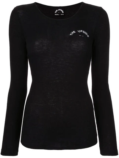 The Upside Christina Ribbed-cotton Performance Top In Black
