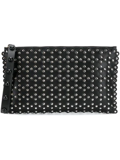 Red Valentino Red(v) Studded Zipped Clutch In Black