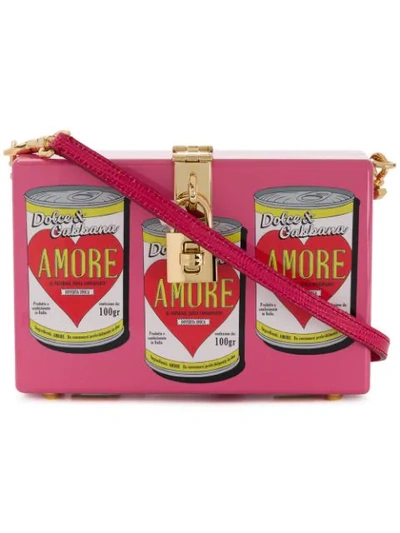 Dolce & Gabbana Box Clutch In Printed Lacquered Wood In Rose