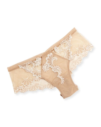 Lise Charmel Dressing Floral Boyshort Briefs In Amber Nacre