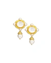 ELIZABETH LOCKE CABOCHON QUADRIGA PEARL DROP EARRINGS,PROD181510002