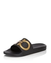 FERRAGAMO RAISED DOUBLE-GANCINI SLIDE SANDALS,0691096