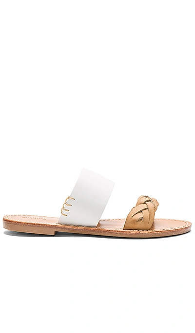 Soludos Braided Leather Slides In White