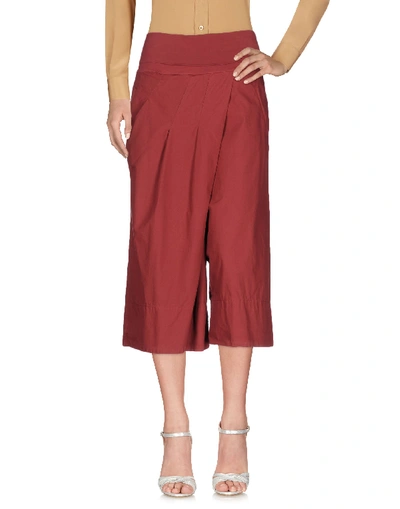 Manila Grace Cropped Trousers & Culottes In Brick Red