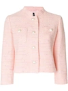 BOUTIQUE MOSCHINO BOUTIQUE MOSCHINO CROPPED PEARL BUTTON JACKET - PINK,A0504111612682960