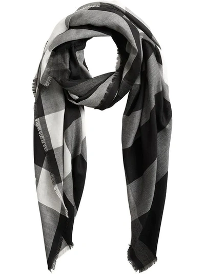 Burberry Lightweight Check Cashmere Scarf In Black